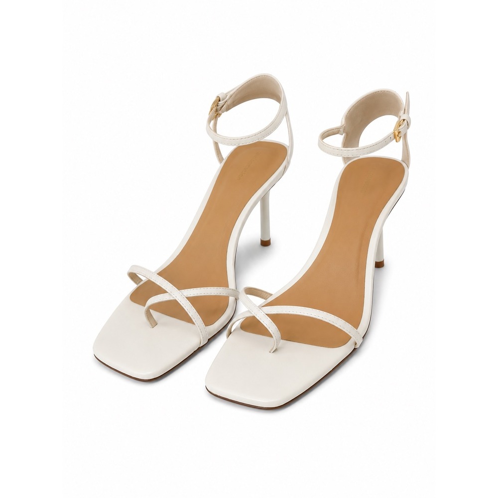 Reformation White Leather Strappy Square Toe Sandals Heels Sz 10 Made in Brazil